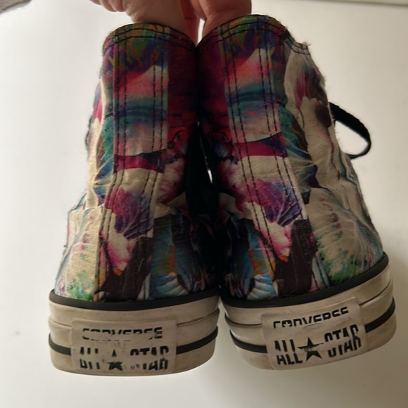 Converse High Top Sneakers in White with Purple, Pink, Blue Floral Print - Picture 9 of 16
